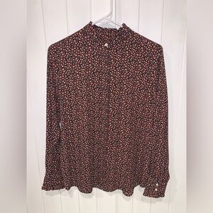 LOFT button down. Black floral